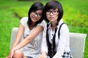 girls, students, asian